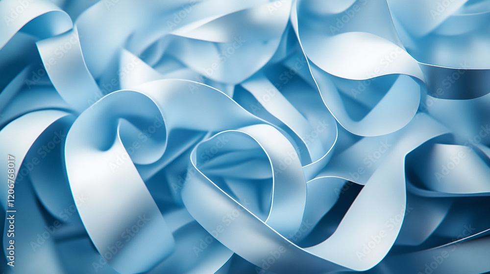 Aufkleber light blue ribbons intertwined on a surface creating a wave-like texture