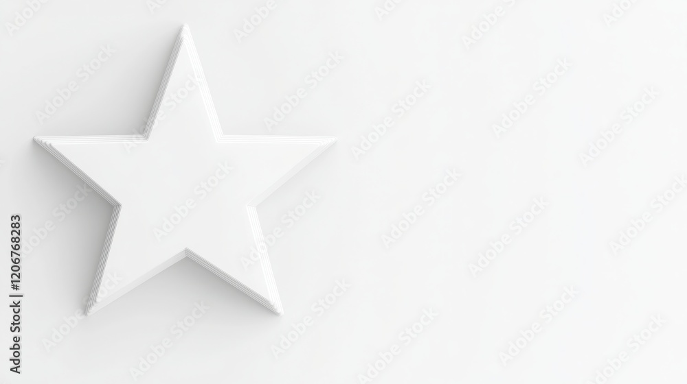 Poster a simple white star shape against a minimalistic background, emphasizing clean design and modern aes