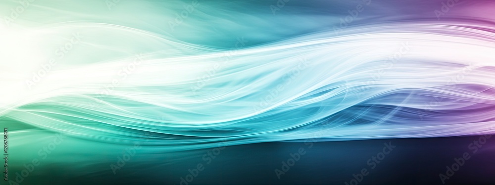 Poster abstract flowing waves of light and color showcasing smooth gradients and ethereal movement in a dre