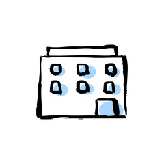 筆タッチの手描きの建物のイラスト