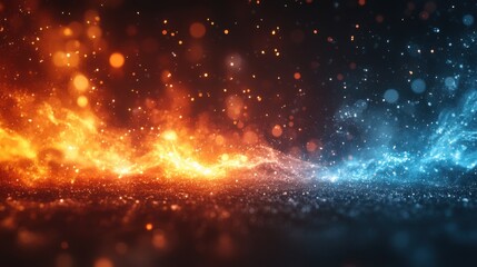 Obraz premium explosion of space with fire and water fight together