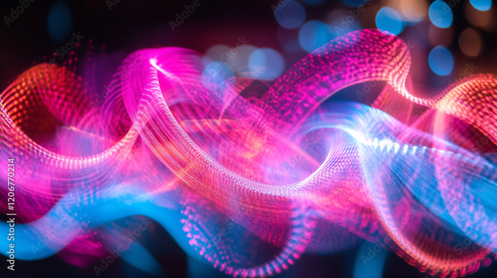 Poster colorful light trails create vibrant patterns in a night setting