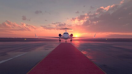 Private Jet at Sunset: Luxury Travel and Aviation
