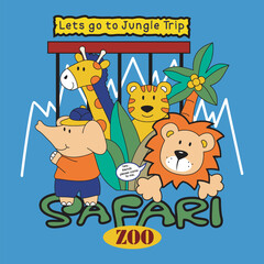 safari zoo design cartoon vector illustration