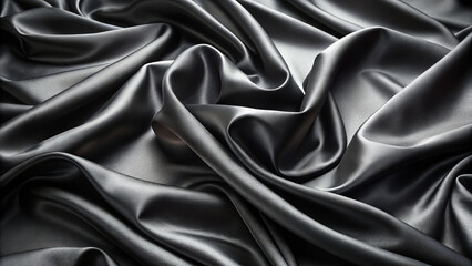 Obraz premium Luxurious black satin fabric with smooth, shimmering texture