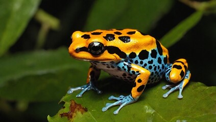 Fototapeta premium The Amazon dart frog,Ranitomeya ventrimaculata, (as is currently classified) enjoys the most wide spread distribution of any Dendrobatid, spanning the entire continent of South America, it may be foun