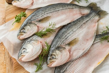 Raw frozen tilapia fillet background