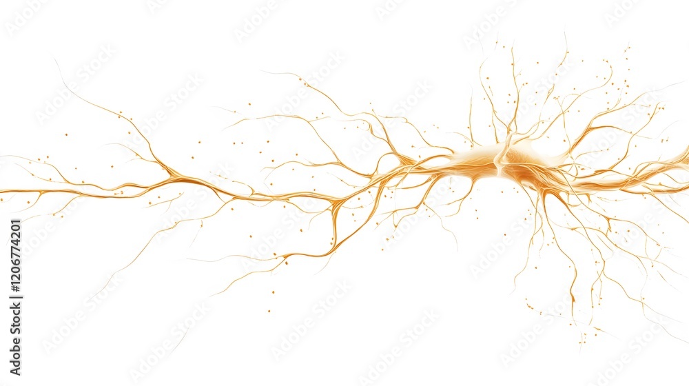 Poster abstract image of a neuron with branching axons and dendrites