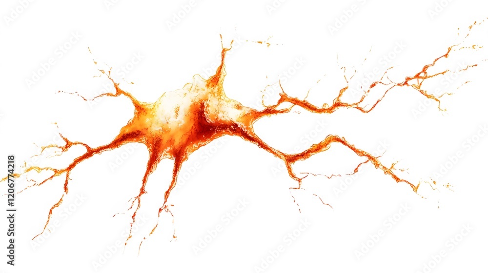 Poster abstract orange neuron cell artistic rendering