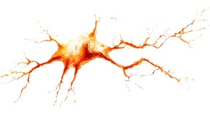 Abstract Orange Neuron Cell Artistic Rendering