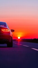 Fototapeta premium Sunset Drive Car Journey Road Trip Evening Automobile Travel Scenic