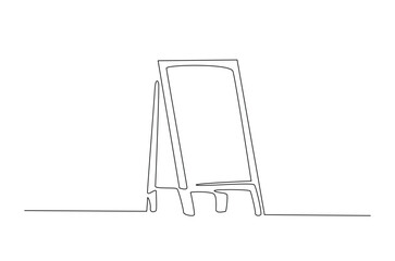 Sandwich board in continuous one line drawing. Single line illustration of advertising easel stand. Editable vector.