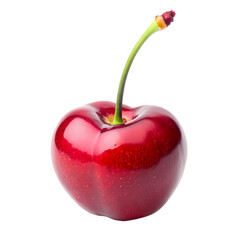 Juicy Red Cherry: Vibrant, Isolated on Pure White Background, Perfect for Food, Drink, and Dessert  