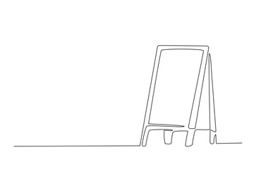 Sandwich board in continuous one line drawing. Single line illustration of advertising easel stand. Editable vector.