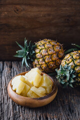 pineapple on wooden background