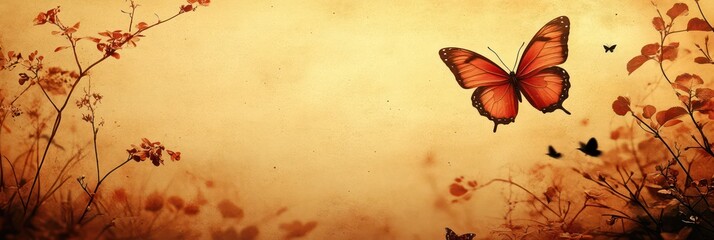 Serene Butterfly Meadow: A Vintage-Inspired Image