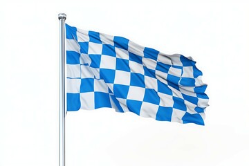 Obraz premium National flag of Bavaria waving in the wind isolated on white background