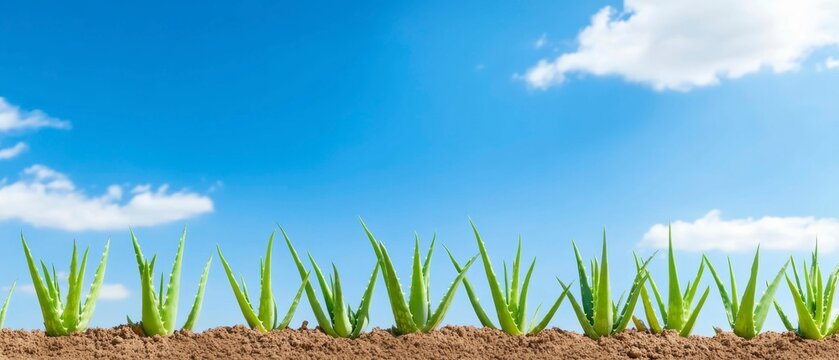 Growing Aloe Vera A Green Action in Nature Outdoor Garden Lush Environment Serene Viewpoint