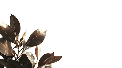 Obraz premium Dark Brown Magnolia Leaves Against White Background