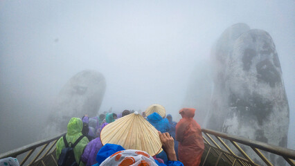 Golden Bridge Ba Na Hills on a rainy day 1