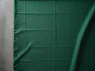 Green Tablecloth on Cement Background
