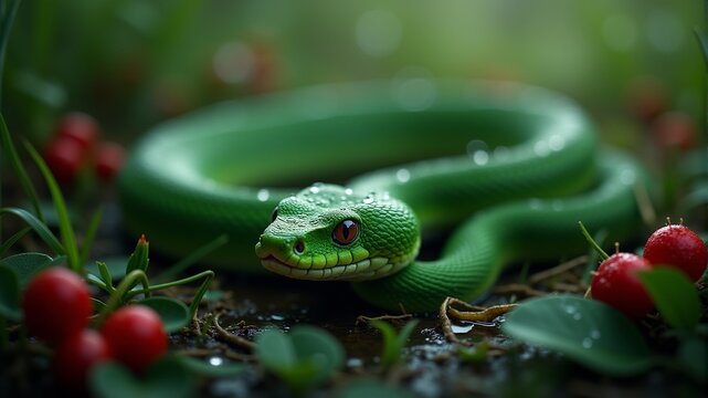 Green Snake in the Rainforest