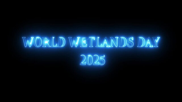 world wetlands day 2025 text neon glowing looping animation