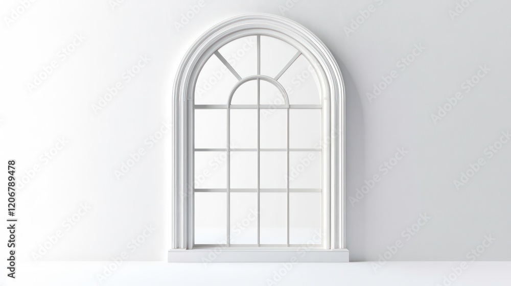 Poster window frame with arch isolated on white background