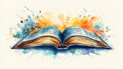 A hand drawn illustration of an open book background