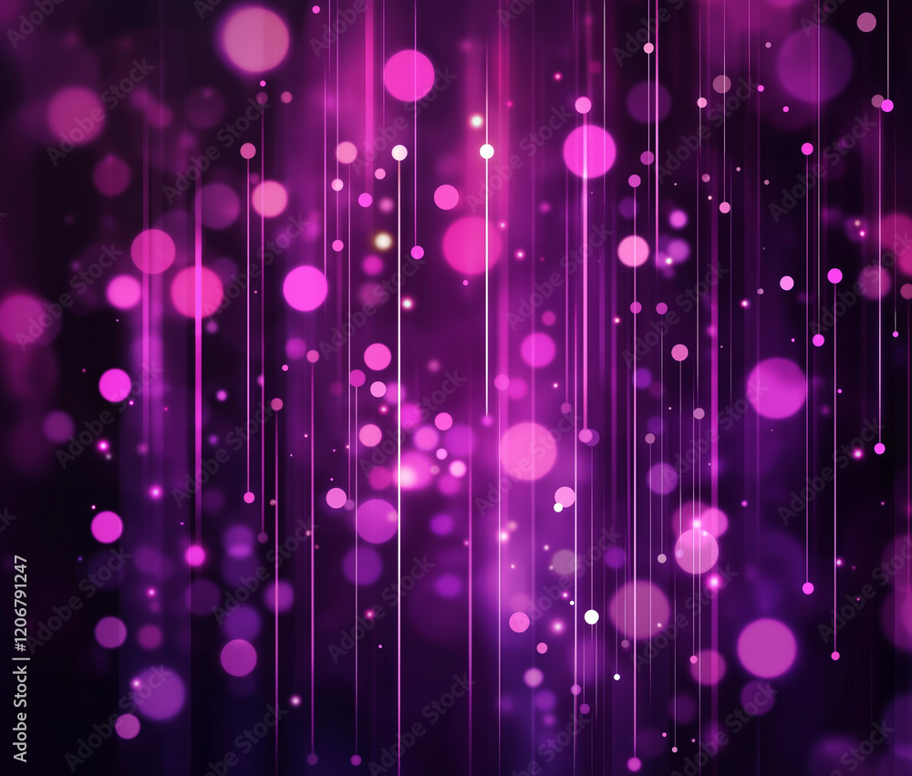 Poster abstract background with a dark purple color. the background is filled with small pink and purple ci