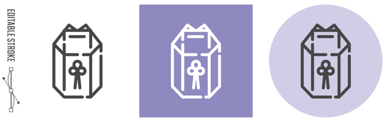 日本のお葬式、骨壺カバー｜ライン・アイコン　[線の編集可能]