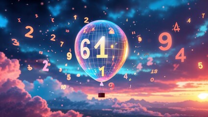 Abstract Illustration of Inflation with a Glowing Balloon