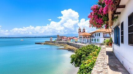 Fototapeta premium Coastal Town Seascape