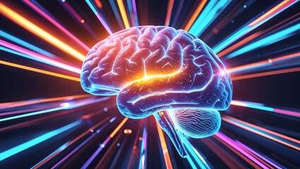 Glowing Brain of Innovative Ideas Abstract Concept of Creativity and Problem-Solving