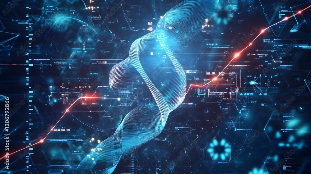 Poster abstract digital data visualization showing growth trends