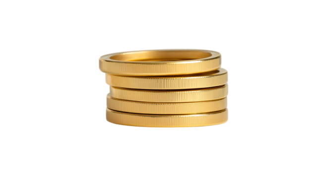 Stacked gold coin piles, isolated on transparent background  - Powered by Adobe