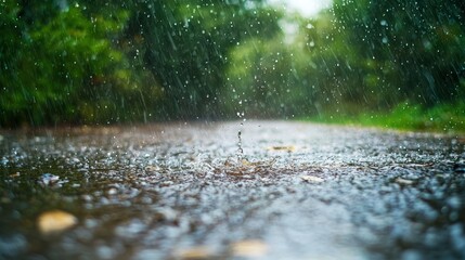 Fototapeta premium Rainy Day Serenity: Nature's Refreshing Shower