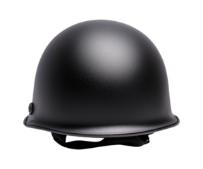Black military helmet on a transparent background