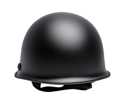 Black military helmet on a transparent background