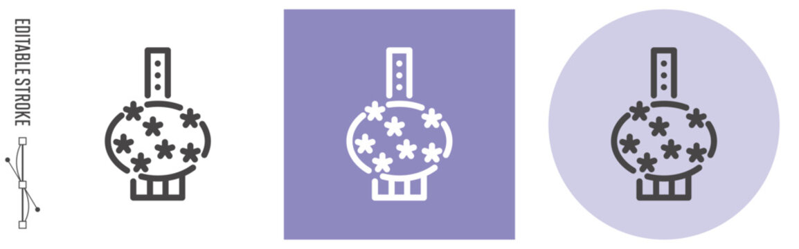 日本のお葬式、供花｜ライン・アイコン　[線の編集可能]