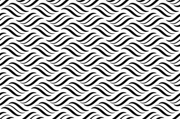 The geometric pattern with wavy lines. Seamless vector background. White and black texture. Simple lattice graphic design.