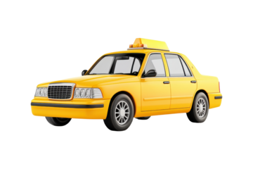 Classic yellow taxi cab on a white background