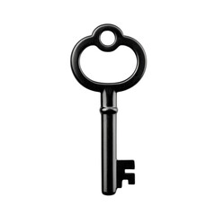 Elegant black vintage key on a transparent background