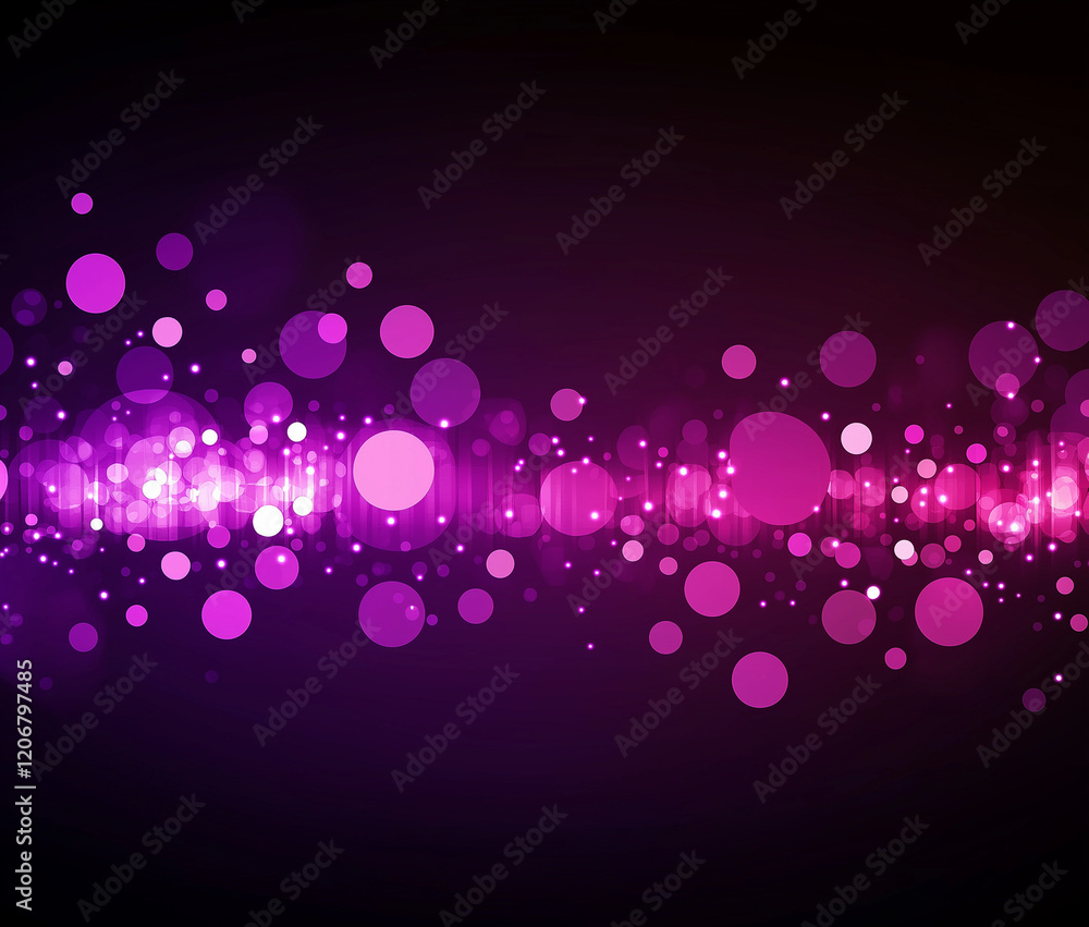 Poster abstract background with a dark purple color. the background is filled with small pink and purple ci