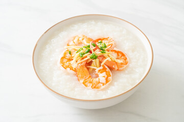 Congee with shrimps and fresh ginger