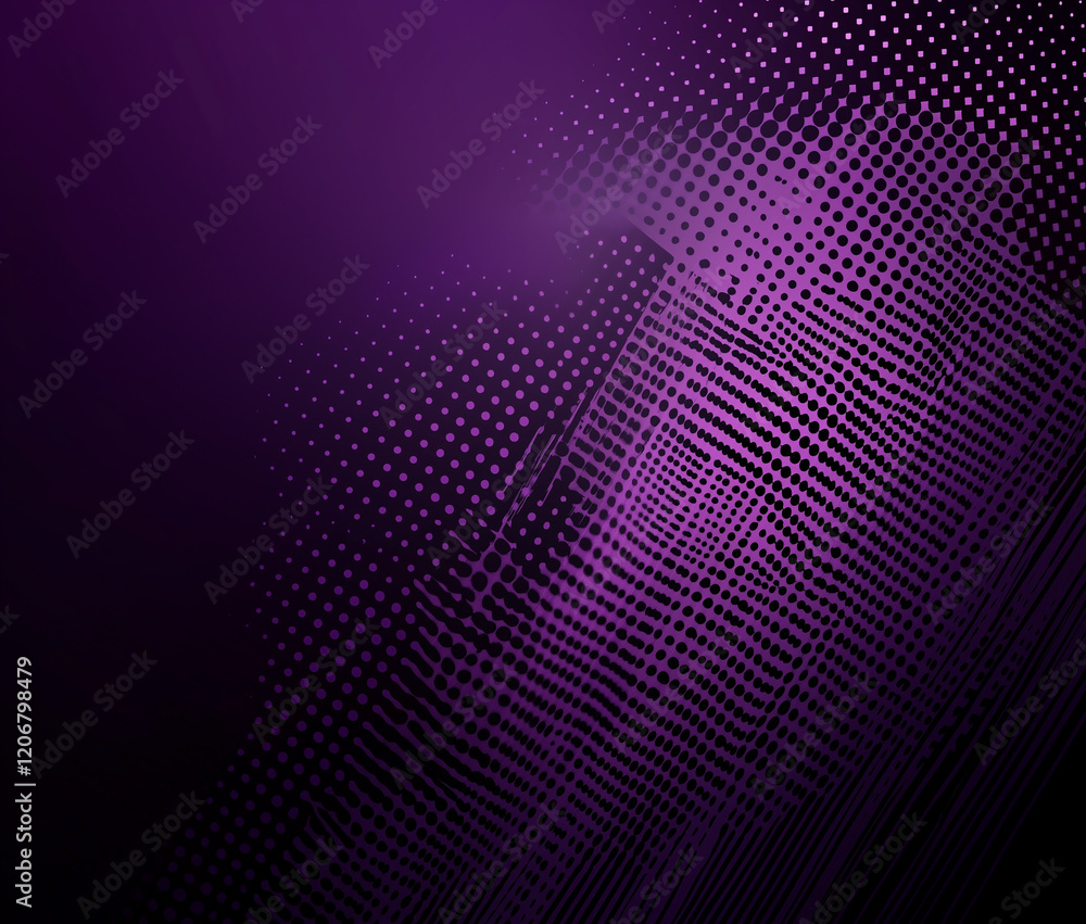 Poster abstract background with a dark purple color. the background is filled with small pink and purple ci