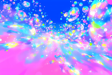 輝く幻想的なカラフルバブルの背景