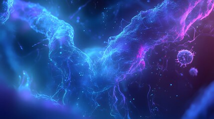 Abstract Blue and Purple Particle Flow Nebula