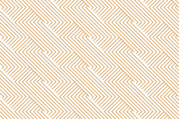 Abstract geometric pattern with stripes, lines. Seamless vector background. White and golden ornament. Simple lattice graphic design