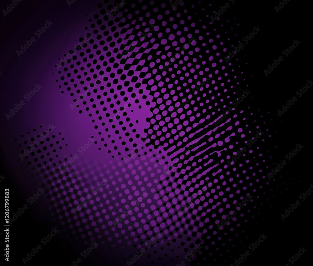 Poster abstract background with a dark purple color. the background is filled with small pink and purple ci